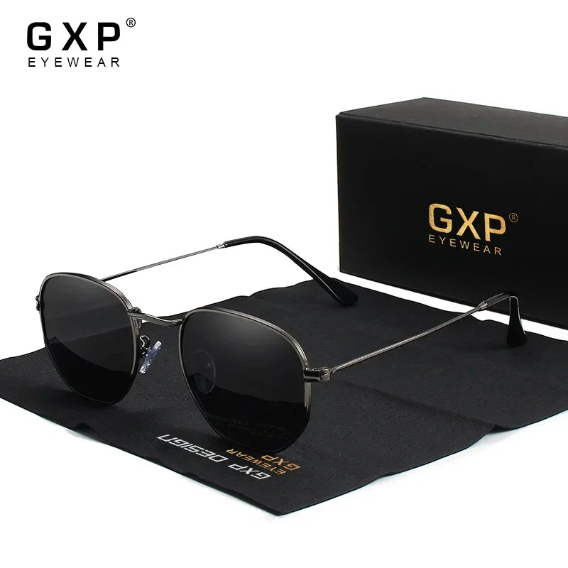 GXP Fashion Anti-glare Sunglasses Men Polygon Retro Sunscreen Glasses Leisure Glasses Outdoor Polarized Driving Eyewear UV400