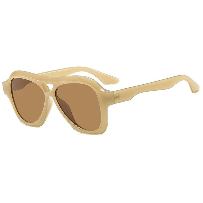 Retro Double Beam Large Frame Sunglasses for Women New Retro Fashion Brand Square Sun Glasses Eyeglasses Men Lentes De Sol Mujer