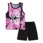 2 Pcs Summer Children's Camouflage Dinosaur Suit Boy Casual Fashion Handsome Vest Girl Comfortable Joker Shorts T-shirt Clothing