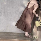 Brown sleeveless beach vacation loose dress For 2-10 Yrs Baby Girls Back To School Clothes 2026 New Summer