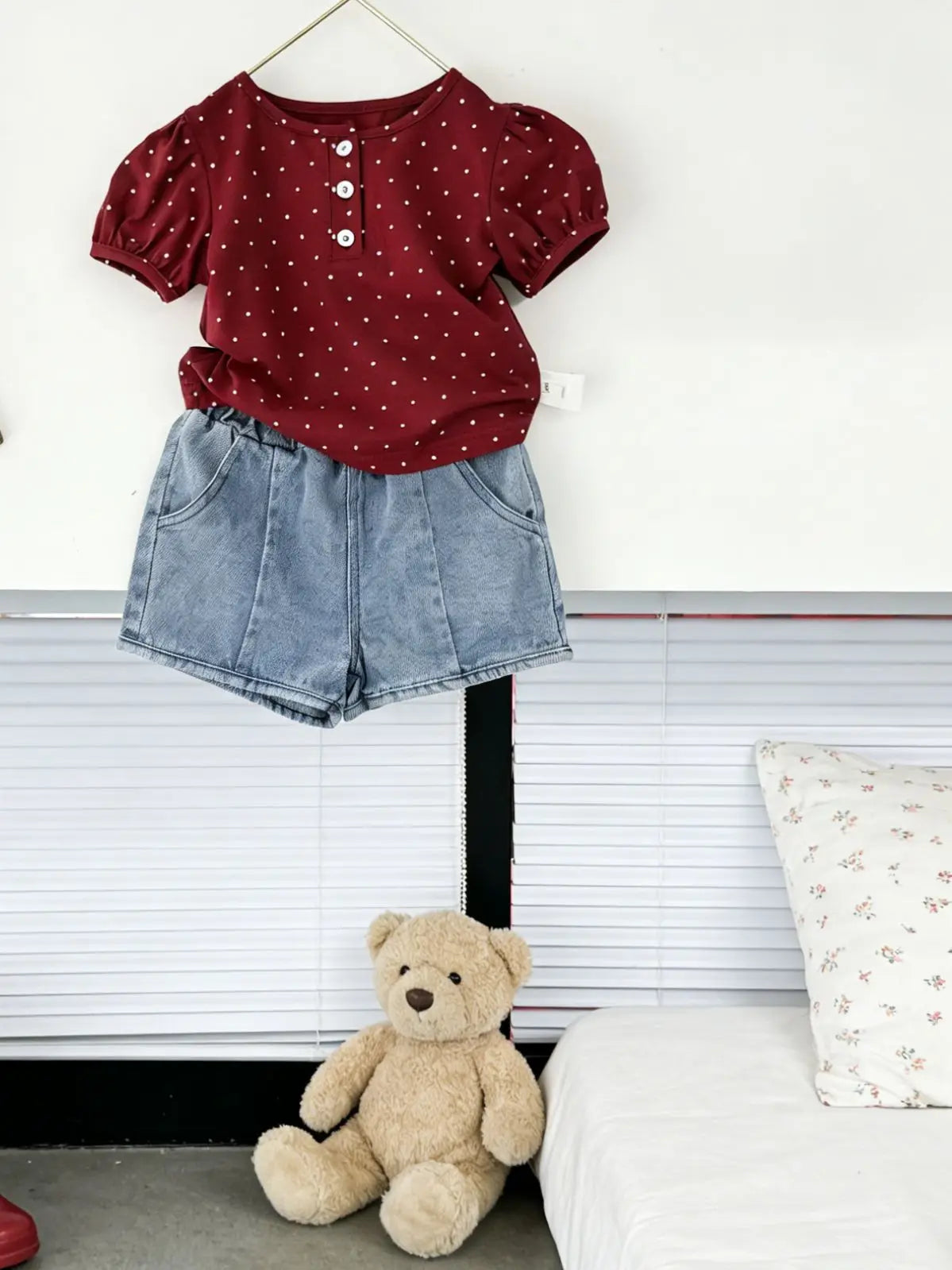 2026 Summer New Girls Short Sleeve T Shirts Cute Baby Girl Polka Dot Puff Sleeve Tops Cotton Infant Toddler Tee Kids Clothes