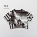 2026 Summer New Children Short Sleeve T Shirts Boys Casual Striped Tee Toddler Girls Cotton Loose Tops Kids Clothes