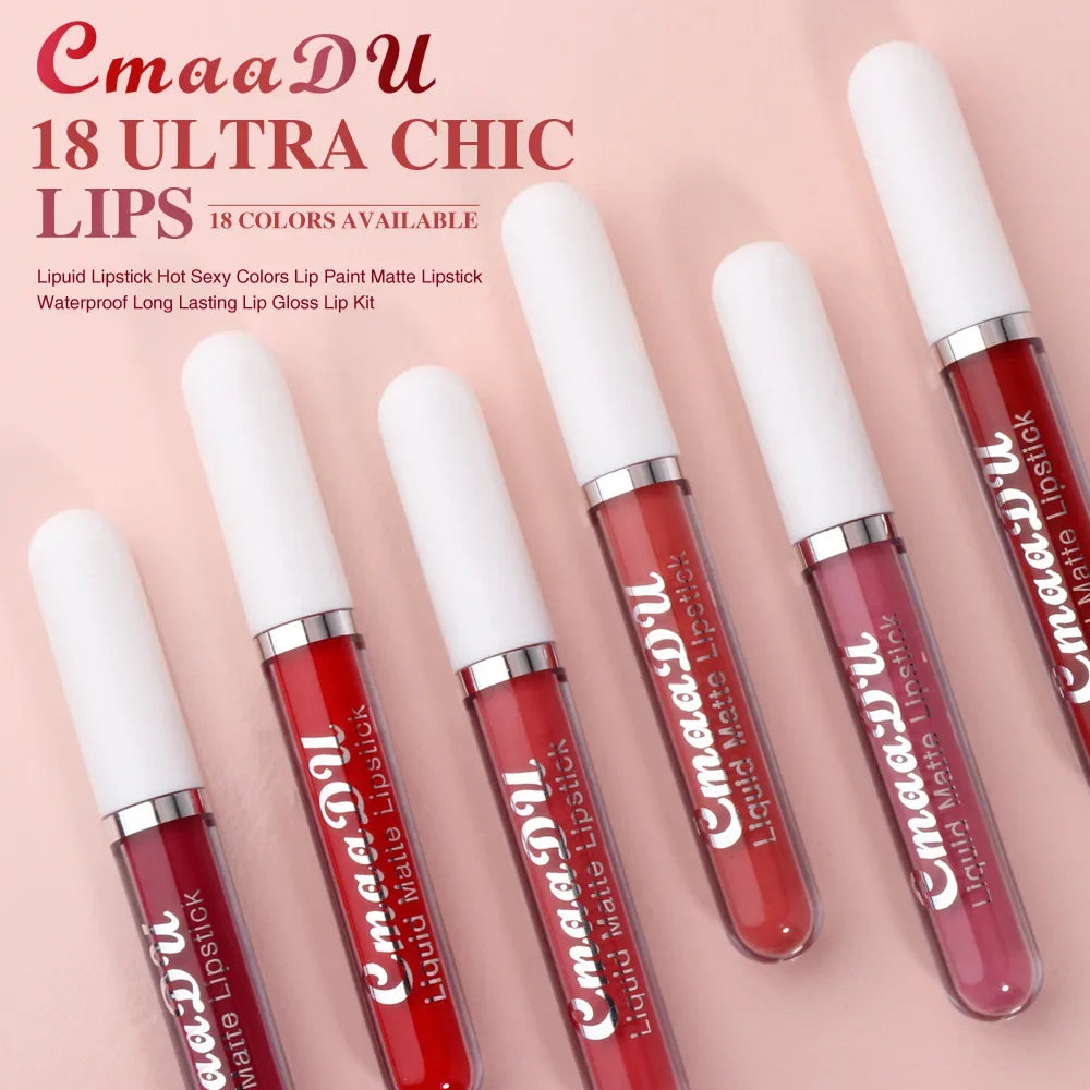 18 Colors Single Velvet Matte Liquid Lipstick Waterproof Non-Stick Waterproof Smudge-Proof Long-Lasting Mist Lip Gloss