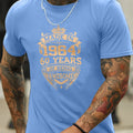 Men's summer 100% pure cotton fashionable sports casual loose fit made in 1964 print round neck short sleeved T-shirt top