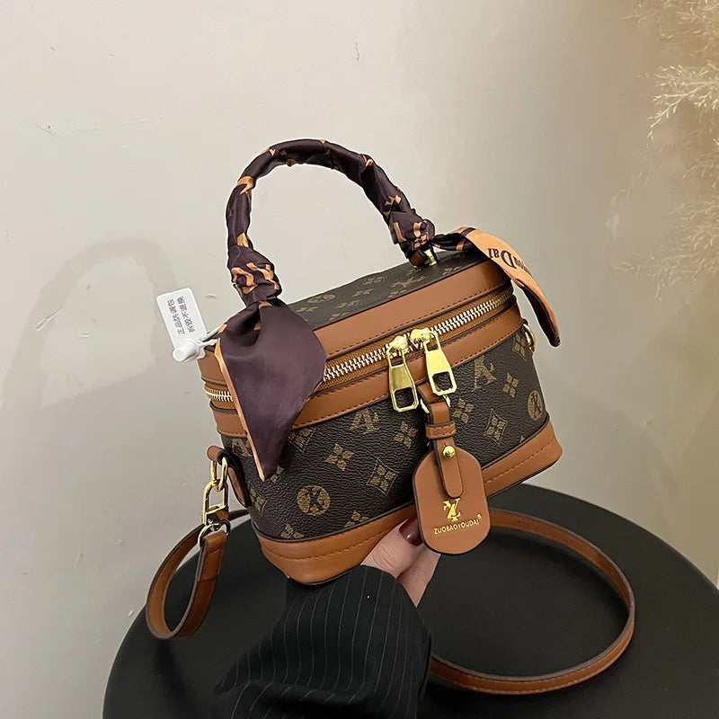 Brand Designer Women's Printed Box Bag Handbags Ladies Retro Patchwork Handbags Wild Portable Shoulder Corssbody Cosmetic Bag