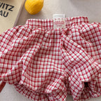 2026 Summer New Children Plaid Shorts Cotton Girls Cute Loose Culottes Kids Fashion Casual Shorts Toddler Clothes