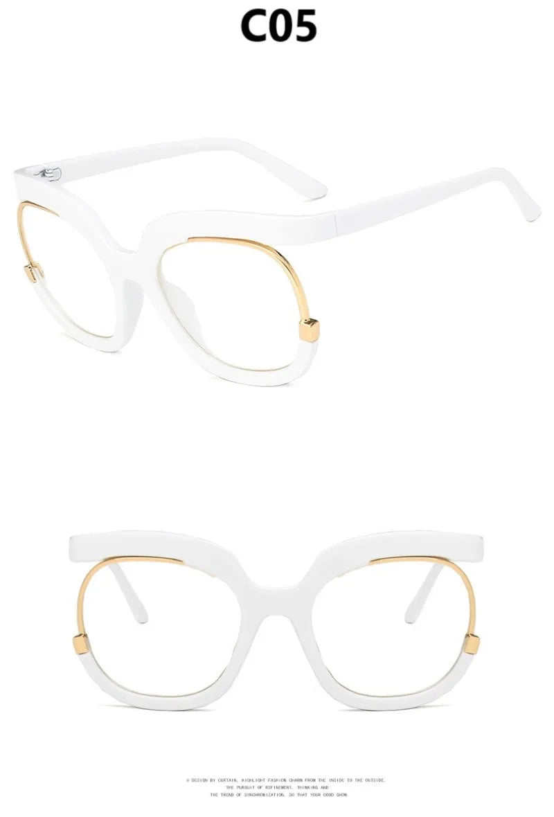 2023 Ins Rainbow Frame Fashion Retro Round Anti Blue Light Women Glasses Vintage Oversized Colourful Frame Clear Eyeglasses