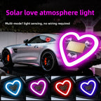 1/2pcs Solar-Powered Led Car Window Neon Lights - Heart-Shaped Rgb-Free Color-Changing Interior Wiring Free Atmosphere Light