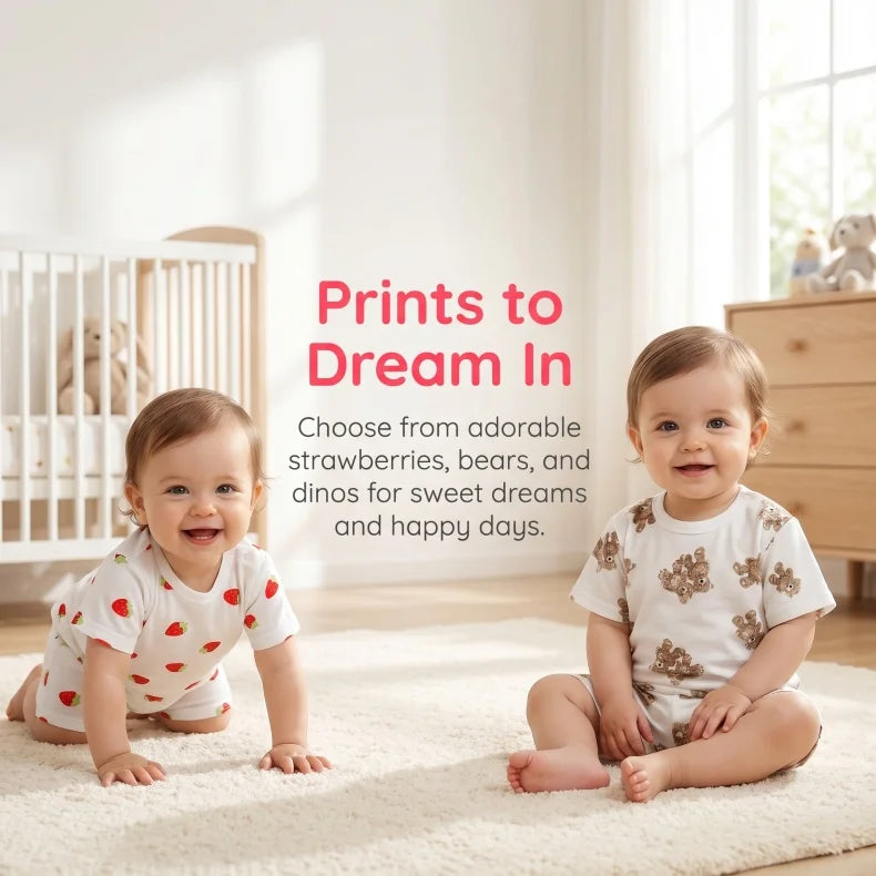 Baby Sleepwear 0-3Y Infant Pajama Set Cotton Strawberry Print Skin Friendly Baby Clothes Short Sleeve Toddler Loungewear