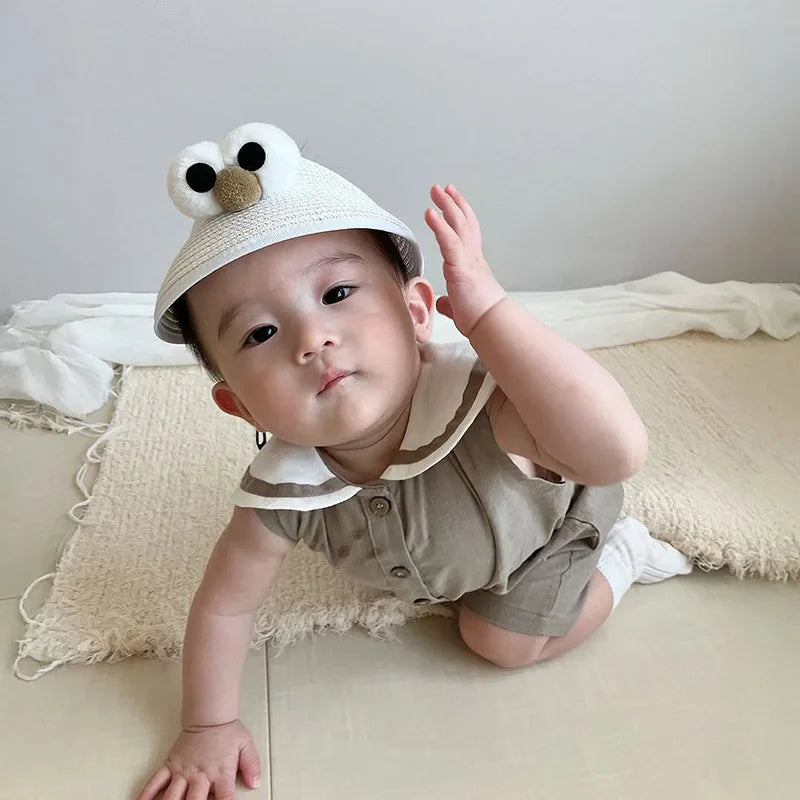 2026 Summer New Baby Sleeveless Bodysuit Cotton Infant Boy Girl Solid Sailor Collar Jumpsuit Newborn Toddler Clothes 0-24M