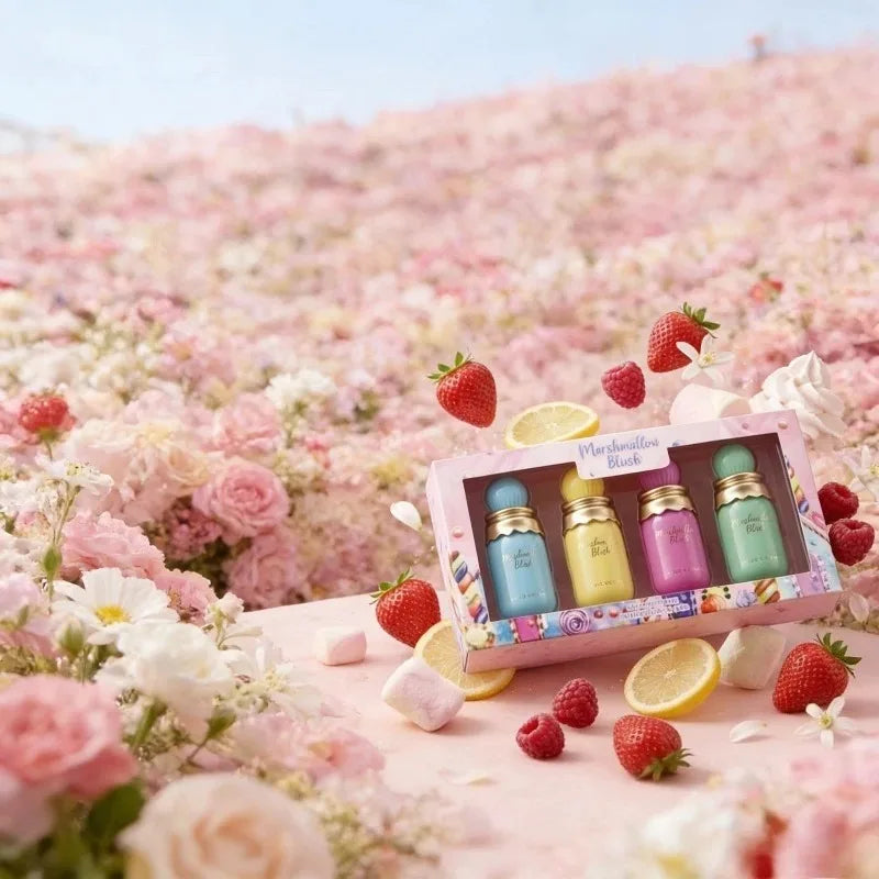 120ML Womens Eau De Parfum Gift Set 4PCS Sweet Candy Marshmallow Perfume Gourmand Fragrance Cute Bottle Long Lasting Spray