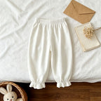 2026 Summer New Girls Solid Mosquito Proof Pants Children Casual Pants Baby Girl Lace Lantern Pants Toddler Cotton Trousers