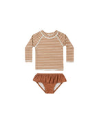 Summer RC Baby Girls Long Sleeve One-piece Swimsuit Set Toddler Girl Sunscreen Floral Bikini Suits Kids Swimwears Bodysuit 1-12Y