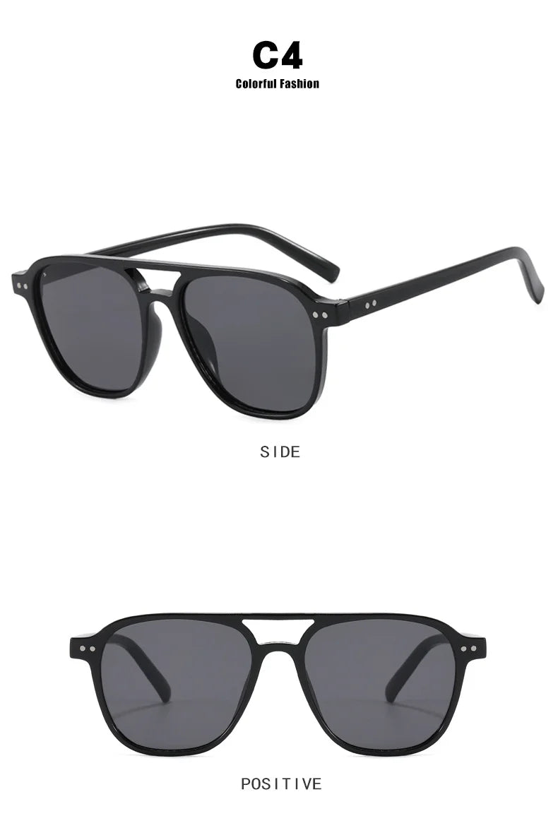 Vintage Big Square Sunglasses Women Men Brand Designer Unisex Sun Glasses Black Frame Shades Male Female Eyewear UV400