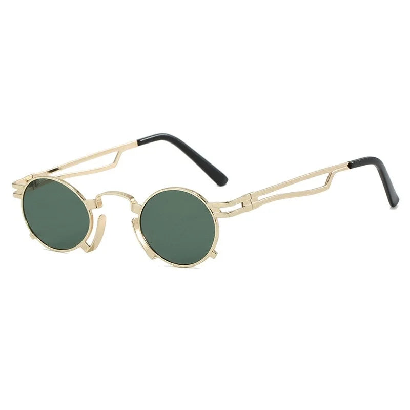 Retro Punk Round Sunglasses Small Frame Unisex 2025 New Trendy Vintage Metal Eyewear Designer Shadow for Women UV400 Protection