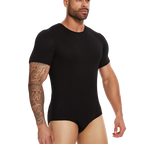Mens Short Sleeve Full Body Shaper Bodysuit Tummy Control Romper Pajamas Waist Trainer Slimming Shapewear Underwear Undershirts