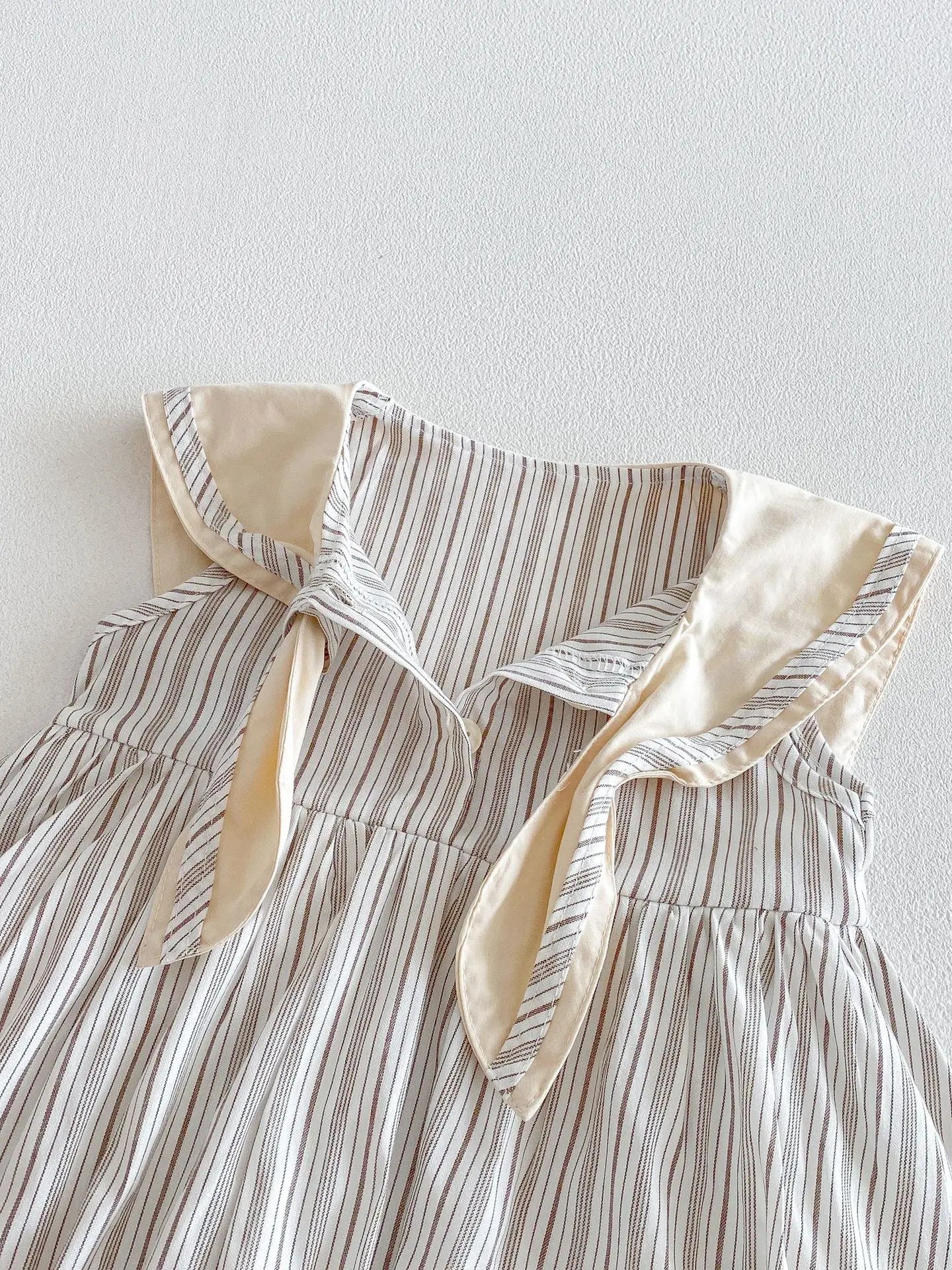 2026 Summer New Girls Preppy Style Striped Vest Dress Cotton Baby Girl Sailor Collar Sleeveless Dress Infant Toddler Clothes