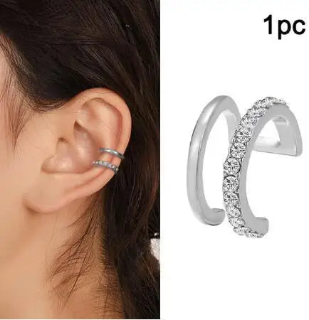 Fashion Exquisite Rhinestone Decor Ear Cuff earring for Woman Ear 2025 Summer New Arrival Christmas Jewelry Gift