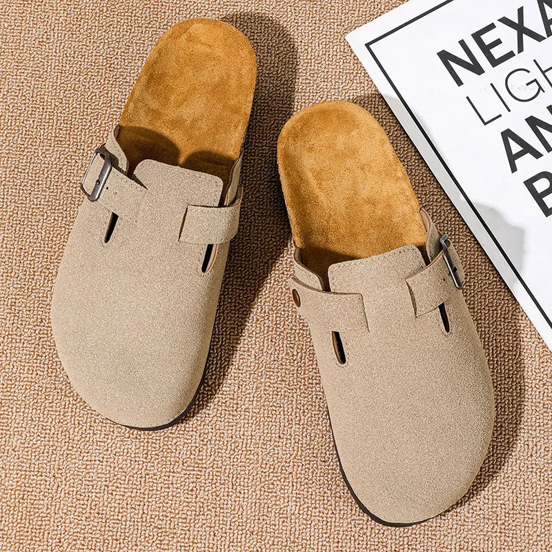Shoes Fashion Men's Suede Mules Slippers New Women Clogs Cork Insole Sandals With Arch Support Outdoor Beach Slides Home Shoes