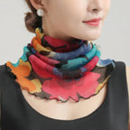 Spring Summer Chiffon Neck Collar Scarf Women Head Thin Sunscreen Variety Small Silk Anti-UV Scarf Mask Multi-Function Scarf