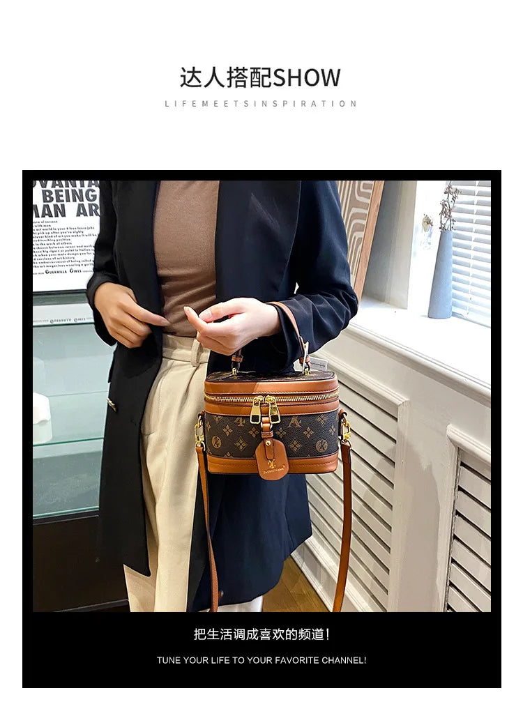 Brand Designer Women's Printed Box Bag Handbags Ladies Retro Patchwork Handbags Wild Portable Shoulder Corssbody Cosmetic Bag