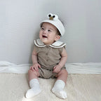 2026 Summer New Baby Sleeveless Bodysuit Cotton Infant Boy Girl Solid Sailor Collar Jumpsuit Newborn Toddler Clothes 0-24M