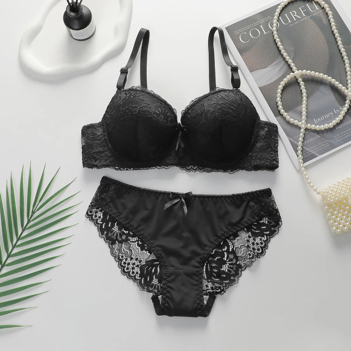 2-piece Sexy Multi-color Lingerie Set For Women's Gathering Push Up Underwear For Women's Flower Underwear Set A2155