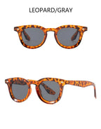 Vintage Punk Square Sunglasses Women Brand Fashion Concave Sun Glasses Men Shades UV400 Olive Green Leopard Rivets Eyewear