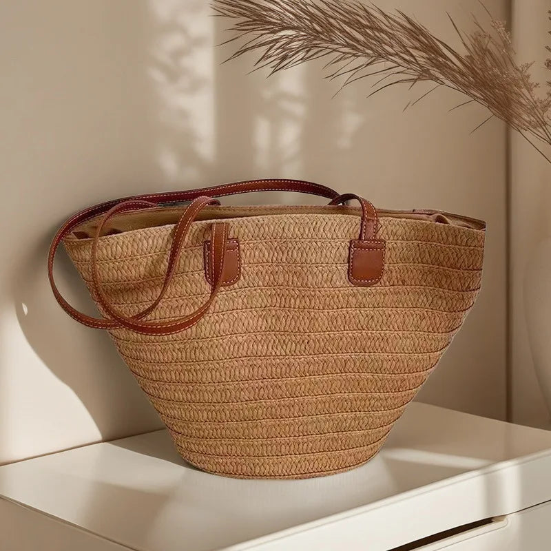 Luxury Designer Summer Beach Party Purses Shopper Tote Bag Women's Large Capacity Shoulder Bag Summer Straw Woven Basket Handbag