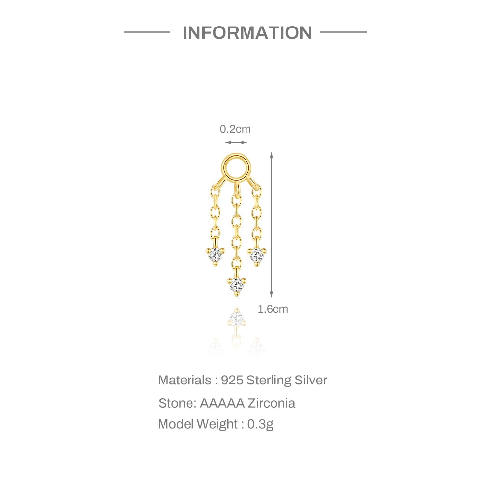 AIDE Star Moon Chain Tassel  925 Sterling Silver Shiny For Woman Piercing Earring Fashion Dainty Luxury Style fine jewelry