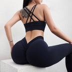 TRY TO BN Back V Scrunch Leggings Women's Gym High Waisted Non See Through Squat Proof Tummy Control Yoga Workout Fitness Tights