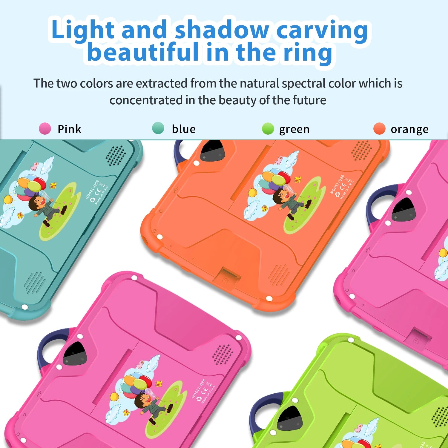 [New Arrivals] Kids Tablet 7 inch Android 13 Bluetooth WiFi HDScreen with Protective Case Parental Control System Dual Cameras Pre Installed Educational Apps Ideal Learning Tablet for Boys and Girls Pink Blue Best Gift For Ki