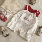 2026 Summer New Girls Sleeveless Clothes Set Baby Girl Sweet Floral Jumpsuit + Vest 2pcs Suit Infant Toddler Cotton Outfits
