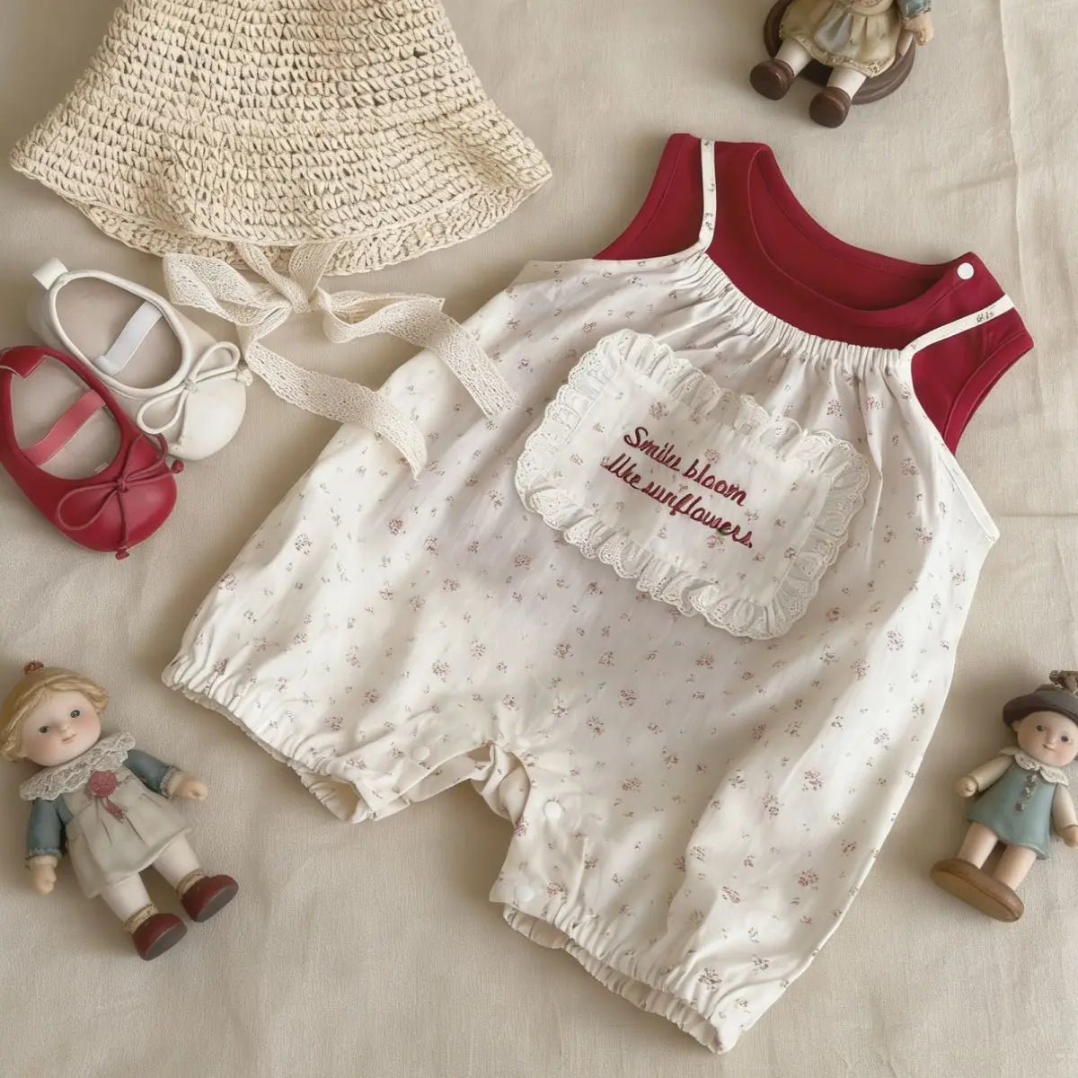 2026 Summer New Girls Sleeveless Clothes Set Baby Girl Sweet Floral Jumpsuit + Vest 2pcs Suit Infant Toddler Cotton Outfits