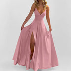 Sexy Sleeveless Dress Spring Summer Women Sling Dresses Split Solid Color Long Dresses