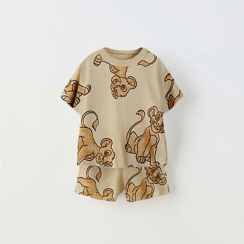 Mickey Mouse Tshirt+Short 2Piece Set Summer Wear Children New Short Sleeve Suit 2026 Summer Kids Cartoon T-shirt Loose Shorts