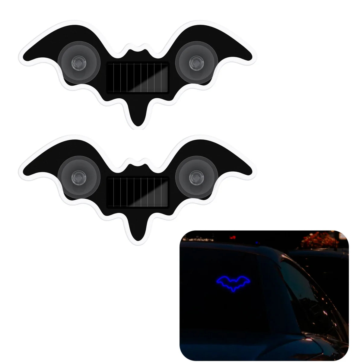 1/2pcs Cool Bat Solar Powered Car Neon Light Wireless Led Ambient Light Suction Cup USB Rechargeable Atmosphere Breathing Lamp