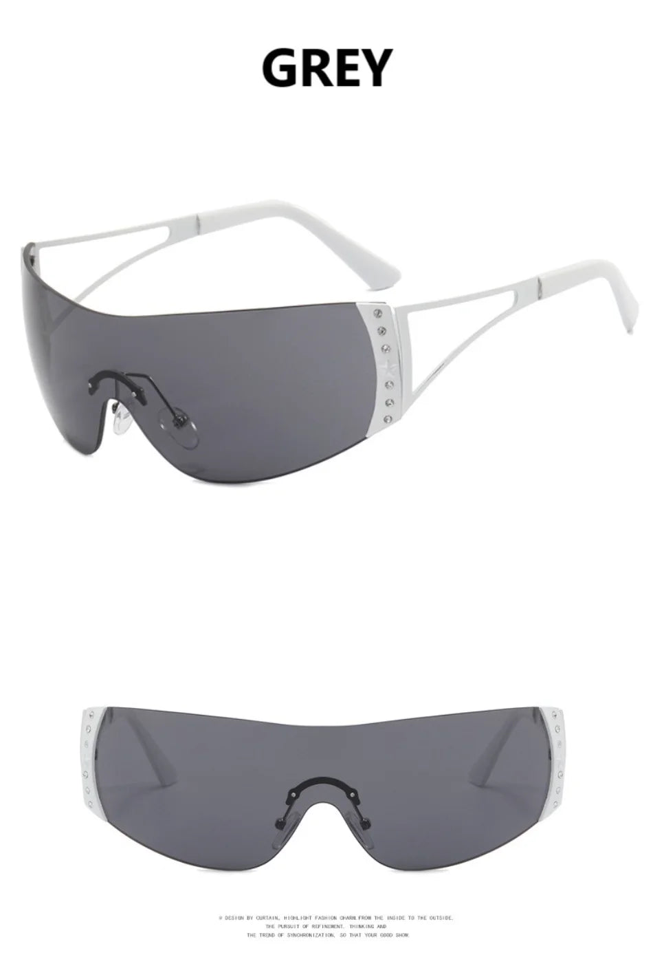 Cyberpunk Y2K Sunglasses Women Fashion Rimless One Piece Sun Glasses Men Vintage Shades 2000S Accessories 90S Gradient Glasses