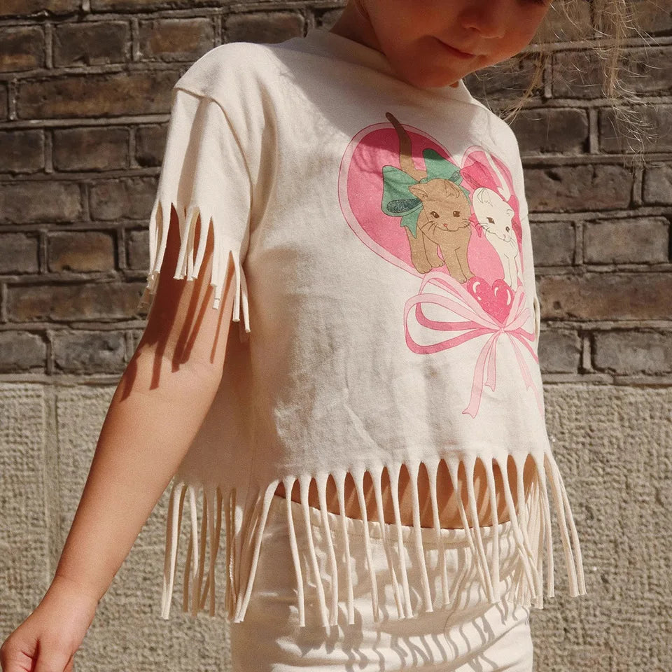 2025 KS Brand Summer Baby Girls Tassel Dresses T Shirts + Shorts Suits Sets Kids Clothes Girls Cotton Cherry Tank Dress Top 1-9Y