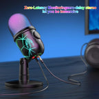 USB Microphone for Live Streaming And Karaoke V5 Noise Cancelling Gaming Condenser Microphone with Mobile Phone Stand