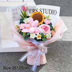 Hand Knitted Flower Graduation Gifts Crochet Flowers Finished Hand-woven Flower Bouquet Wedding Graduation flower bouquet