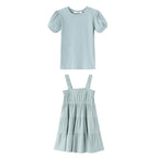 AS 2024 Girls Clothes Short Sleeve 3/4 Kids Boys Clothes For Summer Outfits Girls Clothing Children Ribbed Sets Dress