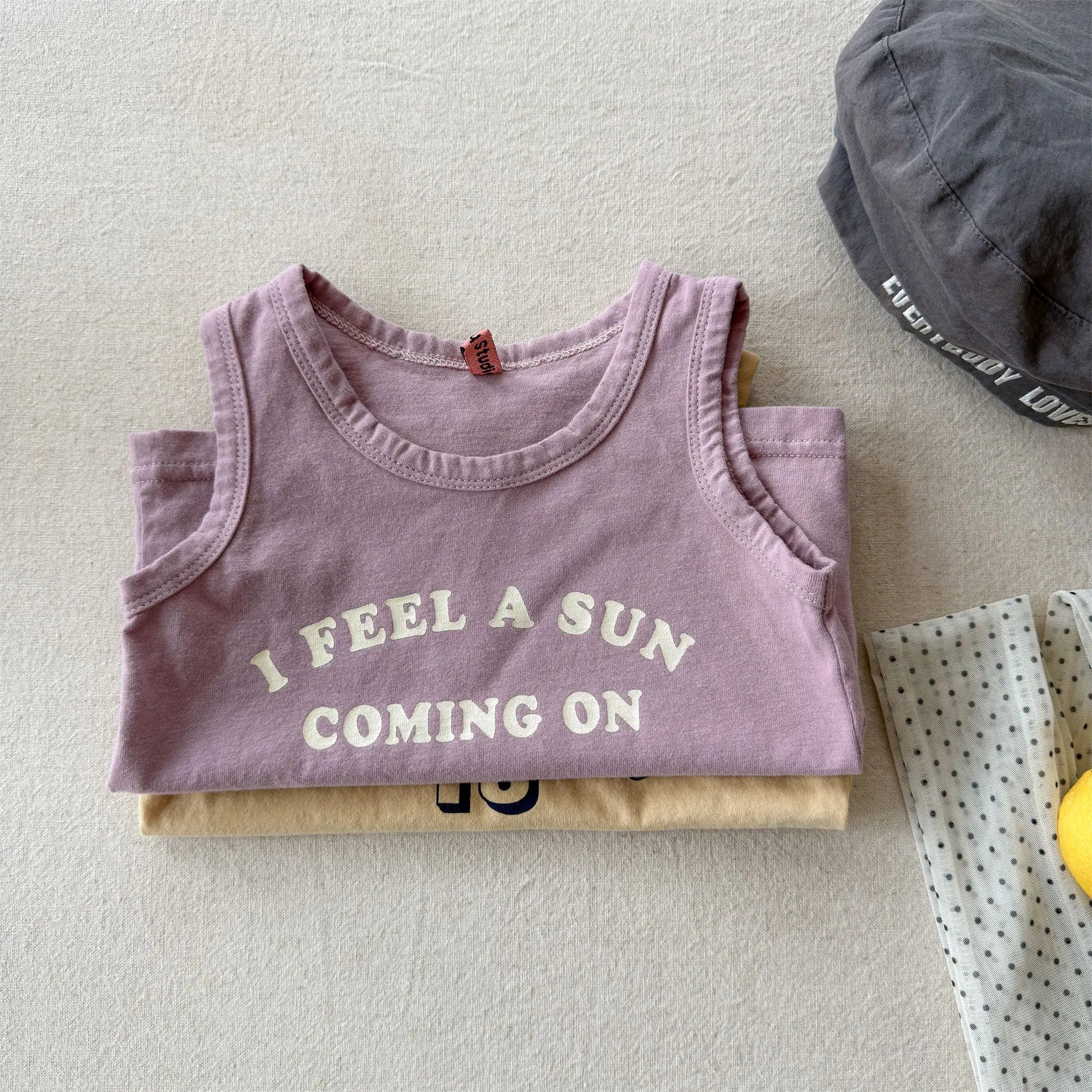 2026 Summer New Children Sleeveless T Shirts Cotton Boys Girls Letter Print Loose Vest Baby Thin Casual Tops Kids Clothes