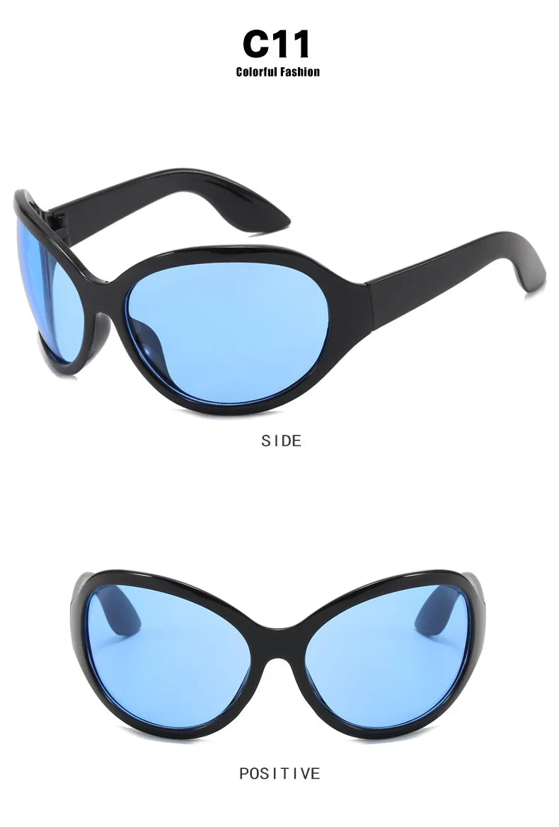 Oversized Y2K Steampunk Sunglasses Women Luxury Brand Designer Oval Sun Glasses Men Cyber Punk Eyewear Shades De Sol Oculos