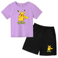 Children's Summer Set Boys and Girls Version Round-neck Cartoon Sports T-shirt - Short-sleeved Short Pants Set Clothing 3-13