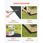Recycled Rubber Mulch Mat Roll, 4 Rolls 120x4.5 in, Weed Barrier with Stakes, Cuttable Garden Edging for Landscaping