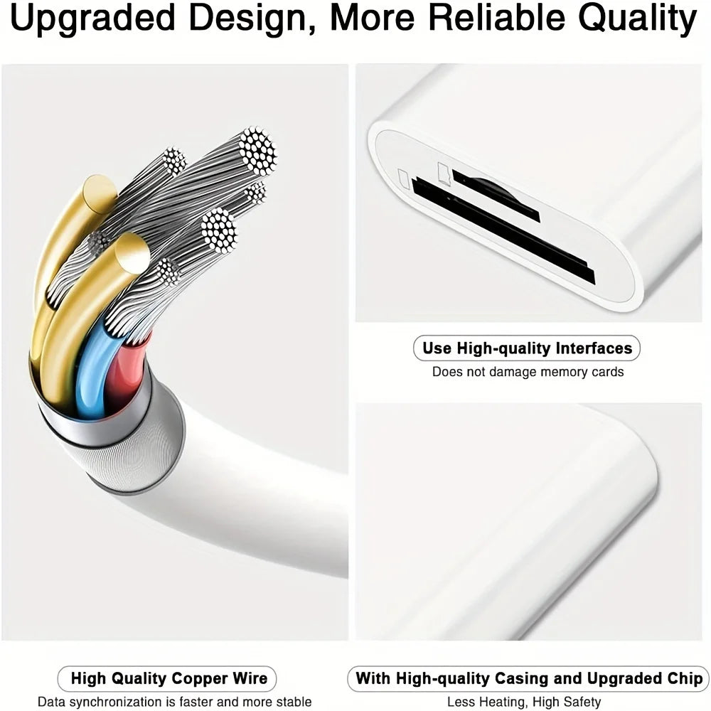 For iPhone Card Reader Memory Card Adapter for iphone 14 13 12 8Pin To SD TF Camera Card Reader Data Converter OTG Data Cable