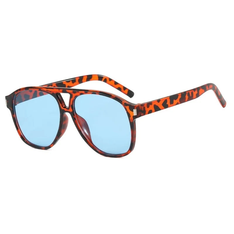 Vintage Double Beams Oversized Sunglasses Women Retro Brand Big Frame Rivet Sun Glasses Female Square Glasses Oculos De Sol