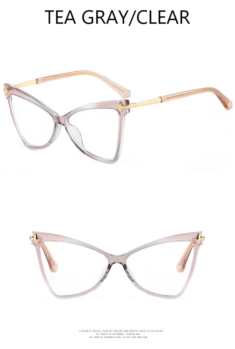 Cat Eye Oversized Glasses Frame TR90 Glasses Personality Fashion Butterfly Computer Glasses Triangle Eyewear 2024