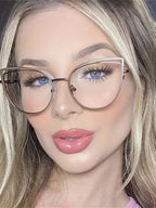 2023 Luxury Metal Women Cat Eye Optical Glasses Frame for Women Clear Fashion Transparent Fashion Computer Hollow Eyeglasses